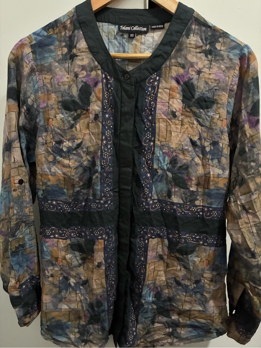Tolani Multicolor Printed Lightweight Open-Front Blazer
